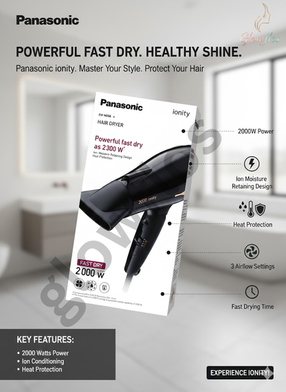 “Panasonic Hair Dryer EH-NE66 – powerful quick-dry hair dryer with Ionity and 2000W airflow.”