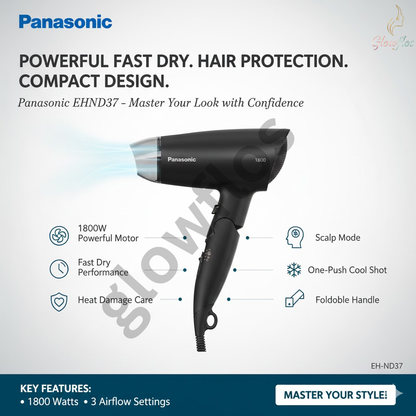 "Panasonic Hair Dryer EH-ND37 1800W powerful fast-drying hair dryer with heat protection"