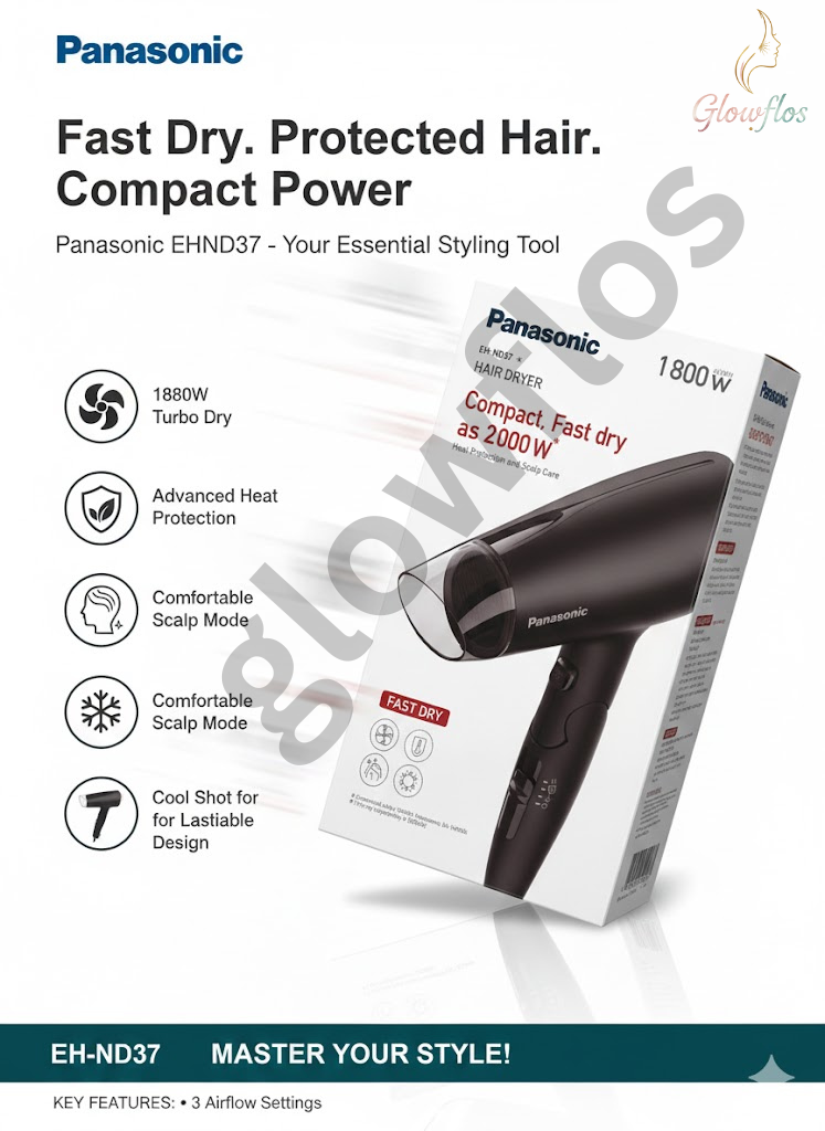 "Panasonic Hair Dryer EH-ND37 1800W powerful fast-drying hair dryer with heat protection"
