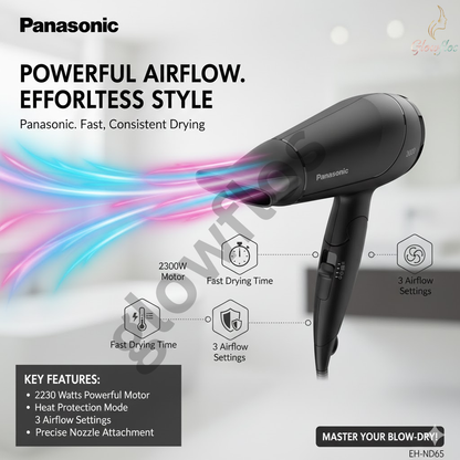 "Panasonic Hair Dryer EH-ND65 professional fast-drying hair dryer with heat protection"