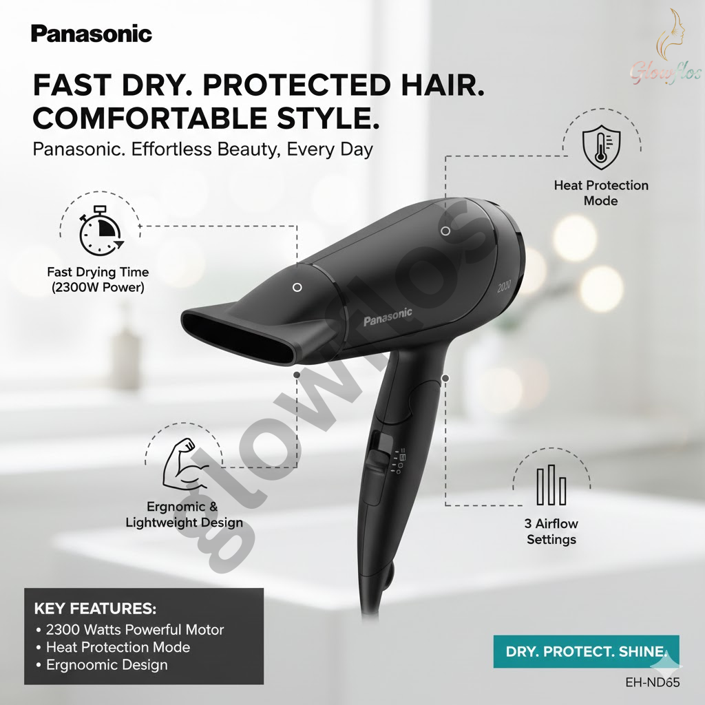 "Panasonic Hair Dryer EH-ND65 professional fast-drying hair dryer with heat protection"