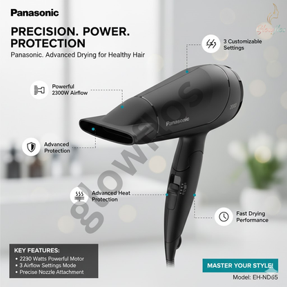"Panasonic Hair Dryer EH-ND65 professional fast-drying hair dryer with heat protection"