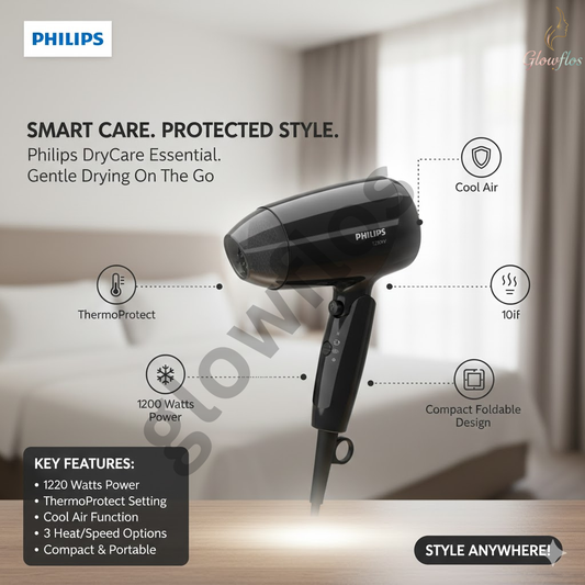 "Philips BHC010/13 foldable hair dryer compact lightweight travel hair dryer"