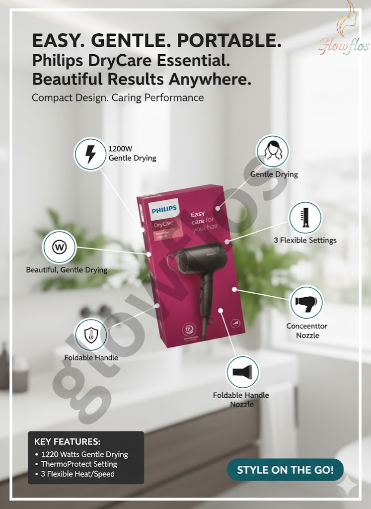 "Philips BHC010/13 foldable hair dryer compact lightweight travel hair dryer"