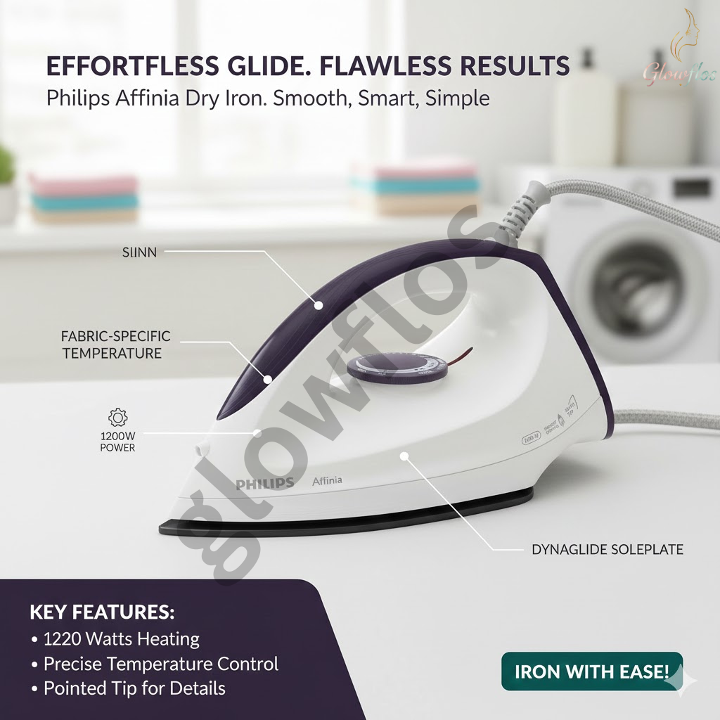 "Philips Dry Iron GC160/07 1200W lightweight non-stick soleplate dry iron"