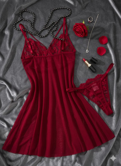 Elegant Solid Color Sexy Short Nightgown