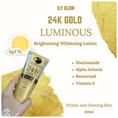 Sy Glow 24K Gold Lotion for glowing, hydrated, and smooth skin