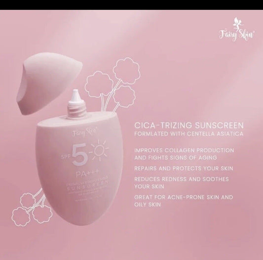Authentic Fairyskin Premium Brightening Sunscreen SPF 50 PA++++ Broad Spectrum Facial Sunblock with Niacinamide for UVA UVB Protection Weightless Hydration Non Greasy Oil Control and Invisible Glass Skin Finish