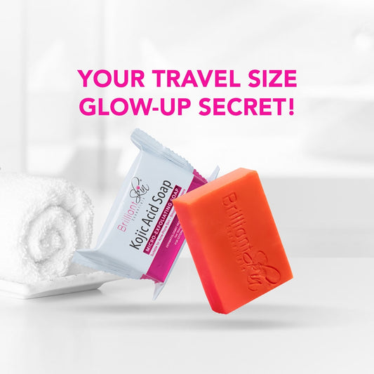 Authentic Brilliant Skin Essentials Kojic Acid Soap Bar for Intense Skin Brightening Dark Spot Removal Acne Control and Face and Body Exfoliating Glass Skin