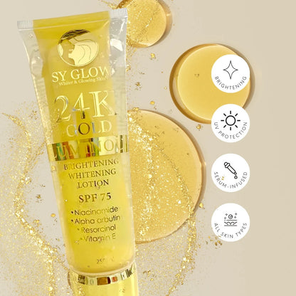 Sy Glow 24K Gold Lotion for glowing, hydrated, and smooth skin