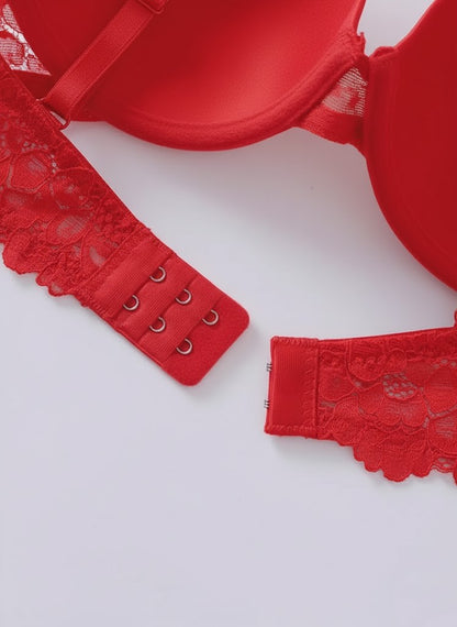 Solid Seamless Floral Lace Underwire Bra