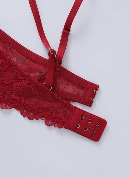 Solid Seamless Floral Lace Underwire Bra