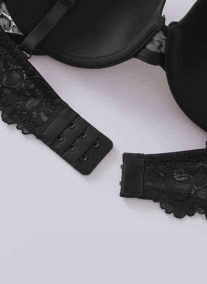 Solid Seamless Floral Lace Underwire Bra