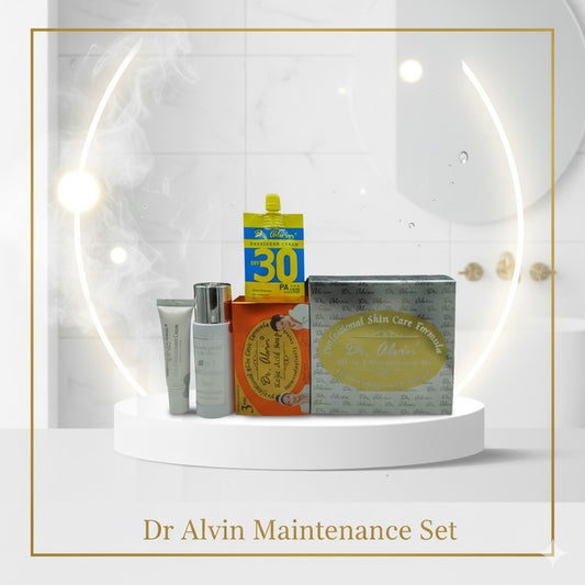 Authentic Dr Alvin Whitening and Maintenance Set 4-in-1 Daily Post Peel Skincare Kit with Kojic Soap Toner Night Whitening Cream and Sunblock for Long Term Skin Barrier Repair and Glass Skin Longevity