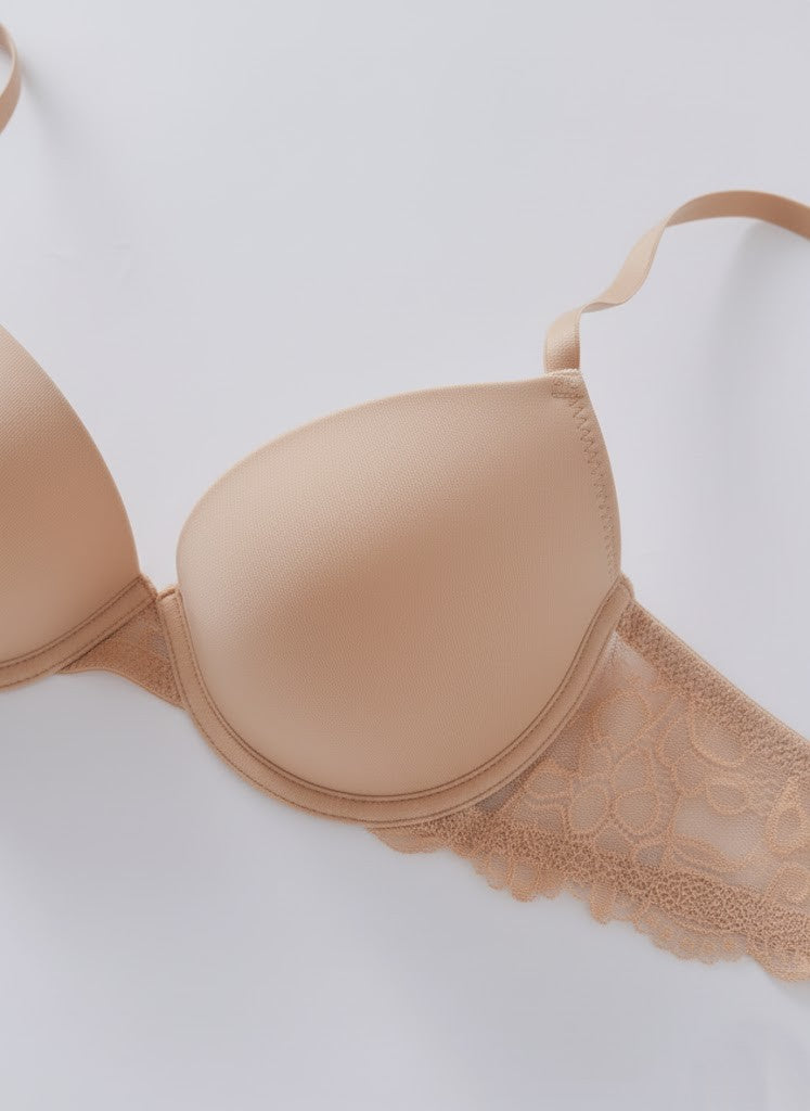Solid Seamless Floral Lace Underwire Bra